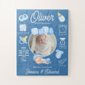 Schattige Baby Jongen Geboortestatistieken Blauw P Legpuzzel (Verticaal)