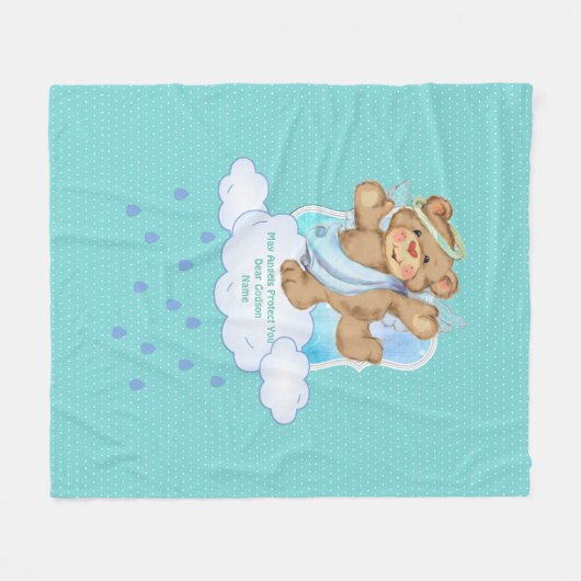 Schattige baby JONGEN peetzoon teddybeer Persoonli Fleece Deken (Voorkant (Horizontaal))