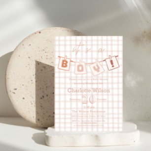 Schattige baby jongens douche bruin geruit Notedry Kaart