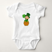Schattige Baby Kabouter Pot Met Goud St. Patrick's Romper (Voorkant)
