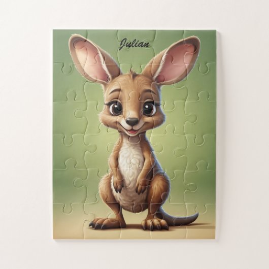 Schattige baby kangoeroe gepersonaliseerd legpuzzel (Verticaal)