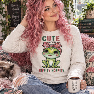 Schattige baby kikker roze strik hippity hoppity Tri-Blend shirt