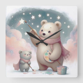 Schattige baby kinder kamer beren schilderen klok