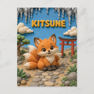 Schattige Baby Kitsune, Mythisch Briefkaart