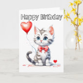 Schattige Baby Kitten Gefeliciteerd Kaart (Gele Bloem)