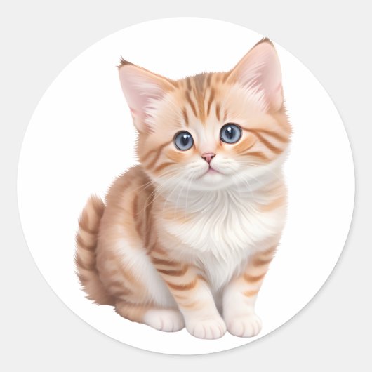 Schattige Baby Kitten Schattige Ronde Sticker (Voorkant)