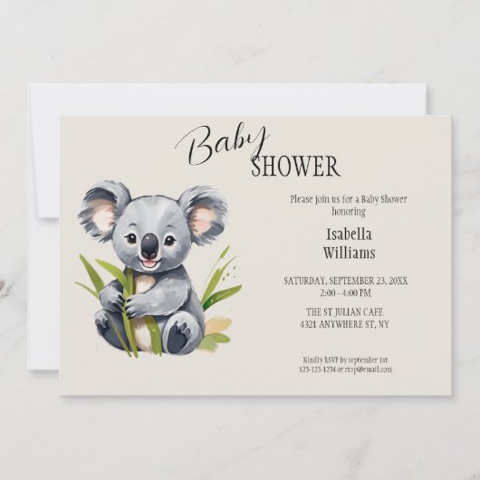 Schattige Baby Koala Baby shower Kaart (Voorkant)