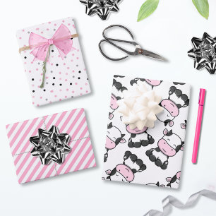 Schattige Baby Koe Coördinerende Set van Inpakpapier Vel
