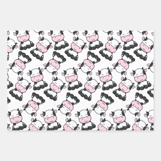 Schattige Baby Koe Coördinerende Set van Inpakpapier Vel (Voorkant)