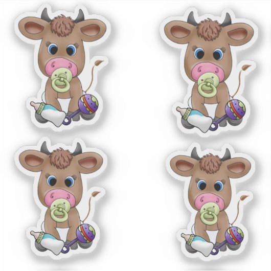 schattige baby koe sticker (Voorkant)