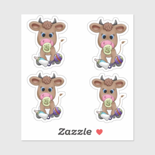 schattige baby koe sticker (Vel)