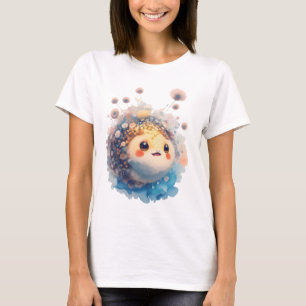 Schattige Baby Kogelvis Watercolor Bloementuin T-shirt