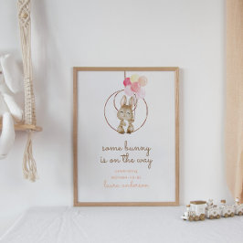 Schattige Baby Konijn Een konijntje is op de Weg K Poster