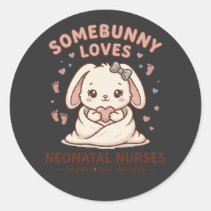 Schattige Baby Konijn NICU Verpleegster Ronde Sticker
