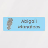 Schattige baby-lamantijn met bubbels gepersonalise labels (Design 2)