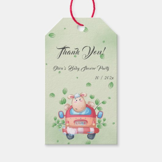 Schattige Baby Lamb Baby shower Cadeaulabel (Voorkant)
