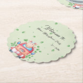 Schattige Baby Lamb Baby shower Papier Onderzetter (Gekanteld)