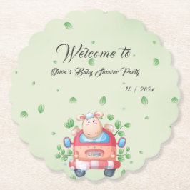 Schattige Baby Lamb Baby shower Papier Onderzetter