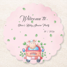Schattige Baby Lamb Baby shower Papier Onderzetter