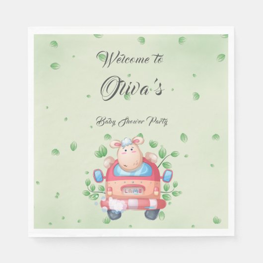 Schattige Baby Lamb Baby shower papier Servet (Voorkant)