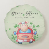 Schattige Baby Lamb Baby shower Rond Kussen (Achterkant)