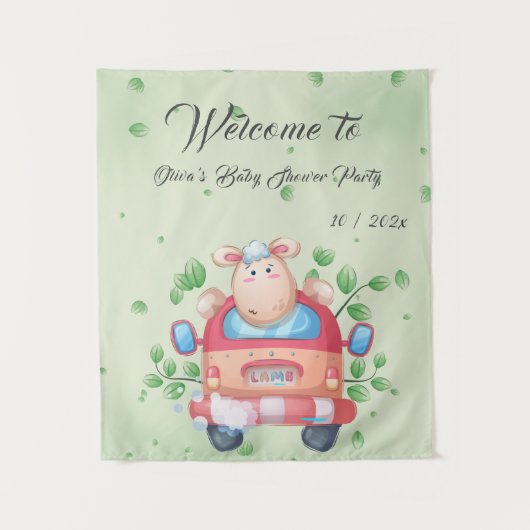 Schattige Baby Lamb Baby shower Tapestry Wandkleed (Voorkant)