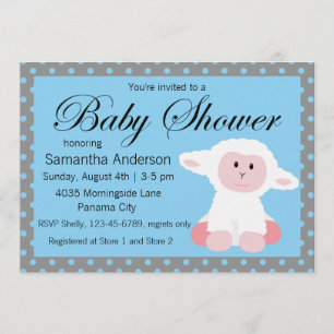 Schattige Baby Lamb en Polka Dots Baby shower Kaart