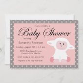 Schattige Baby Lamb en Polka Dots Baby shower Kaart (Voorkant)