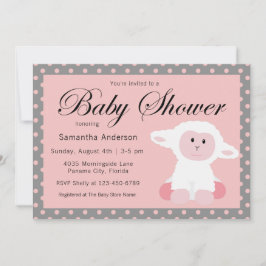Schattige Baby Lamb en Polka Dots Baby shower Kaart