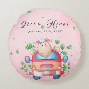 Schattige baby lammetje baby shower rond kussen