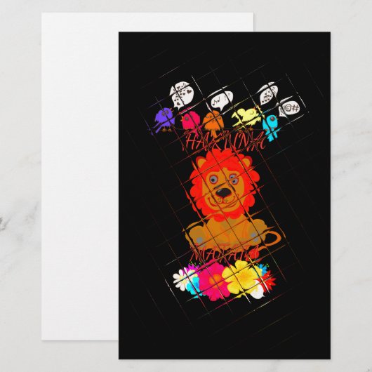 Schattige Baby Lion Art Design Motief Briefpapier (Voorkant / Achterkant)