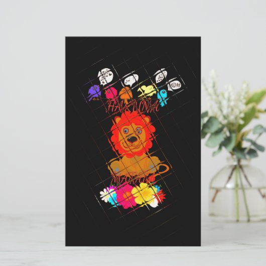 Schattige Baby Lion Art Design Motief Briefpapier (Staand voorkant)