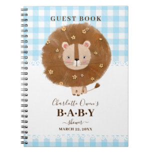 Schattige Baby Lion Blauw Baby shower Notitieboek