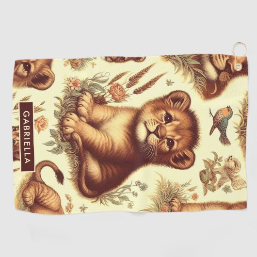 Schattige Baby Lion Pattern Golfhanddoek (Horizontaal)