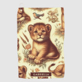  Schattige Baby Lion Pattern Golfhanddoek (Voorkant)