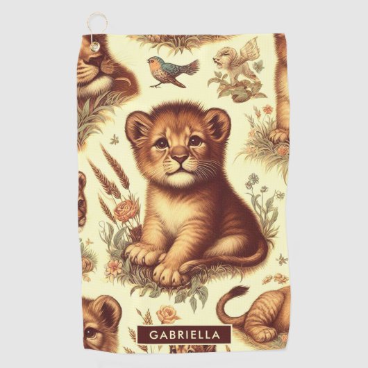  Schattige Baby Lion Pattern Golfhanddoek (Voorkant)