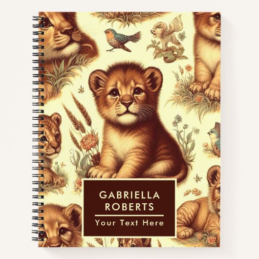 Schattige Baby Lion Pattern Notitieboek (Voorkant)