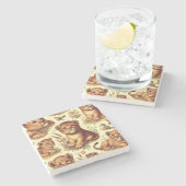 Schattige Baby Lion Pattern Stenen Onderzetter (Zijkant)