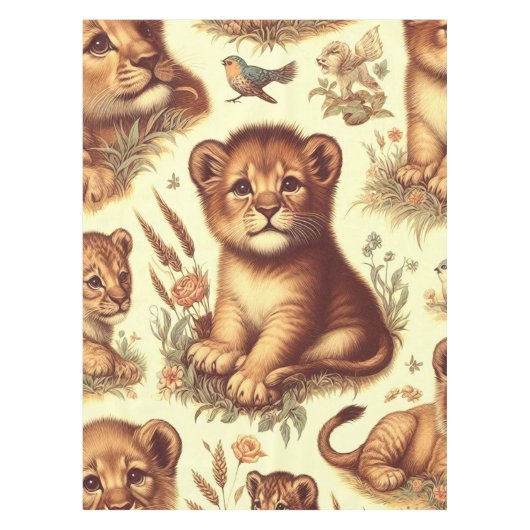 Schattige Baby Lion Pattern Tafelkleed (Voorkant)