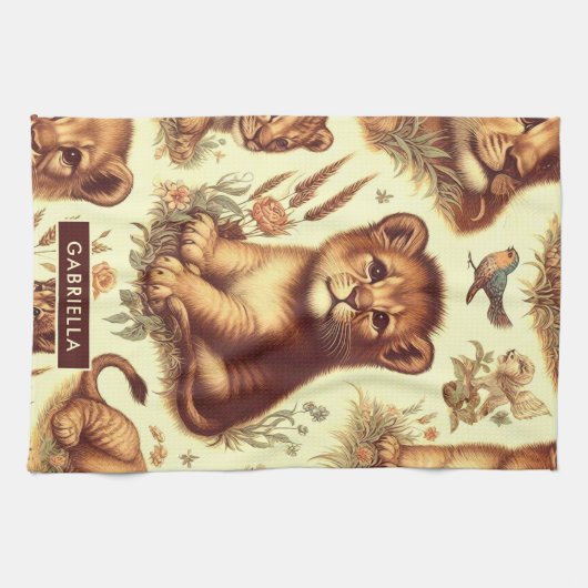 Schattige Baby Lion Pattern Theedoek (Horizontaal)