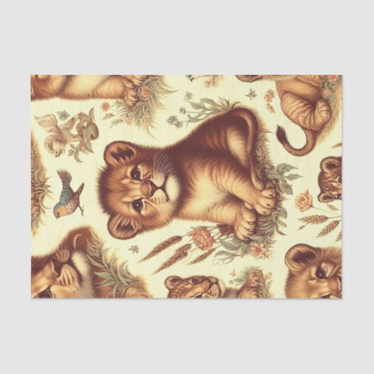  Schattige Baby Lion Pattern Tissuepapier (Voorkant)