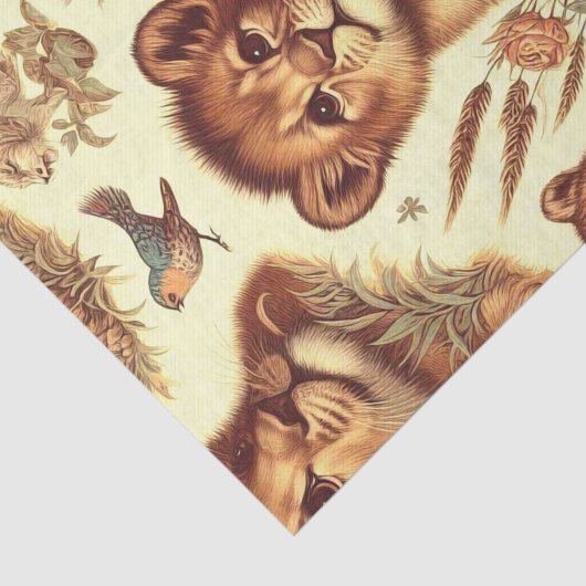  Schattige Baby Lion Pattern Tissuepapier (Detail)