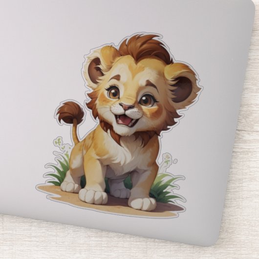 Schattige Baby Lion Safari Dierenpark Sticker (Detail)