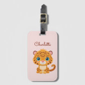 Schattige baby luipaard safari dier kinderen bagagelabel (Voorkant (verticaal))