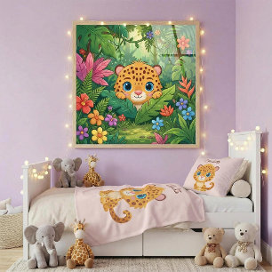 Schattige baby luipaard safari dier kinderen perfect poster