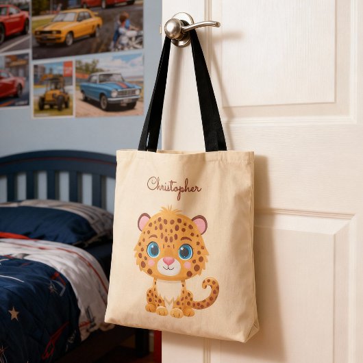 Schattige baby luipaard safari dier kinderen tote bag