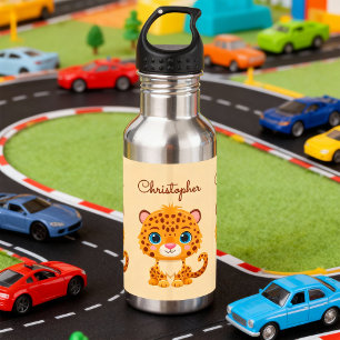 Schattige baby luipaard safari dier kinderen waterfles