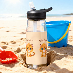 Schattige baby luipaard safari dier kinderen waterfles