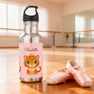 Schattige baby luipaard safari dier kinderen waterfles