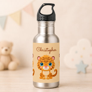 Schattige baby luipaard safari dier kinderen waterfles